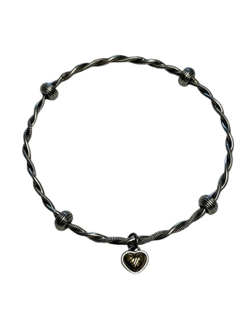 Brighton bangle bracelet. Heart pendant. Feminine. Romantic.
